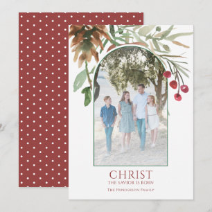 Cartes Pour Fêtes Annuelles Le Christ est né Religieux Rouge Noël