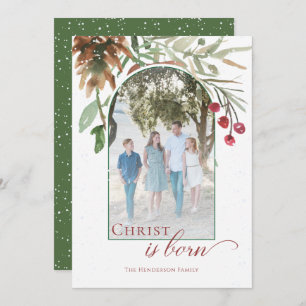 Cartes Pour Fêtes Annuelles Le Christ neigeux est né Religieux Noël Photo