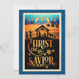 Cartes Pour Fêtes Annuelles "Le Christ Sauveur est né" Nativité Noël