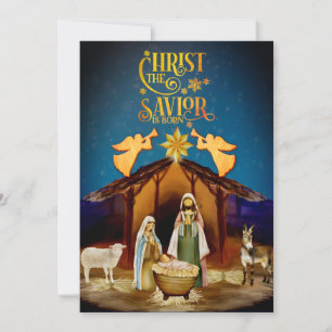 Cartes Pour Fêtes Annuelles "Le Christ Sauveur est né" Nativité Noël