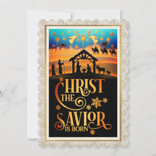 Cartes Pour Fêtes Annuelles "Le Christ Sauveur est né" Nativité Noël