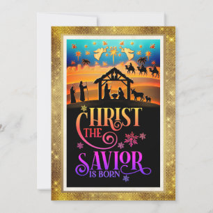 Cartes Pour Fêtes Annuelles "Le Christ Sauveur est né" Nativité Noël