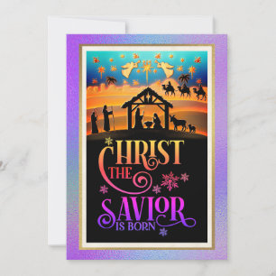 Cartes Pour Fêtes Annuelles "Le Christ Sauveur est né" Nativité Noël