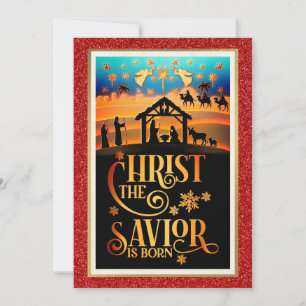 Cartes Pour Fêtes Annuelles "Le Christ Sauveur est né" Nativité Noël