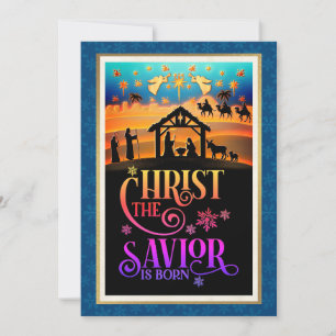 Cartes Pour Fêtes Annuelles "Le Christ Sauveur est né" Nativité Noël