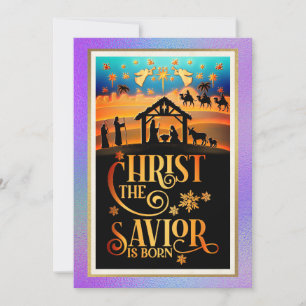 Cartes Pour Fêtes Annuelles "Le Christ Sauveur est né" Nativité Noël