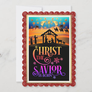 Cartes Pour Fêtes Annuelles "Le Christ Sauveur est né" Nativité Noël
