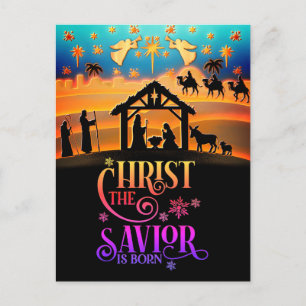 Cartes Pour Fêtes Annuelles "Le Christ Sauveur est né" Noël de la Nativité