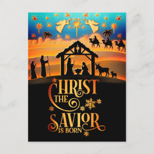 Cartes Pour Fêtes Annuelles "Le Christ Sauveur est né" Noël de la Nativité
