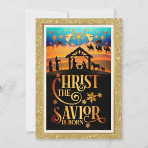 Cartes Pour Fêtes Annuelles "Le Christ Sauveur est né" Noël de la Nativité