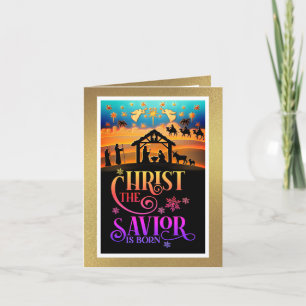 Cartes Pour Fêtes Annuelles "Le Christ Sauveur est né" Noël de la Nativité