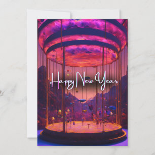 Cartes Pour Fêtes Annuelles Le ciel de la nouvelle année Aglow : Hot Air Ballo