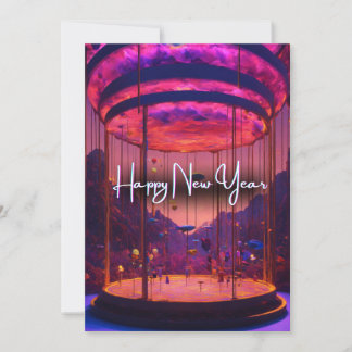 Cartes Pour Fêtes Annuelles Le ciel de la nouvelle année Aglow : Hot Air Ballo