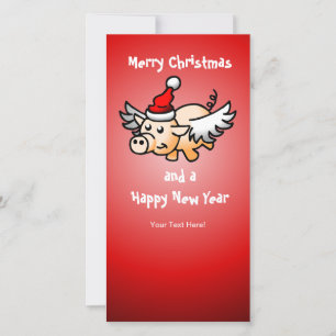 Cartes Pour Fêtes Annuelles Le cochon de Noël volant du Père Noël