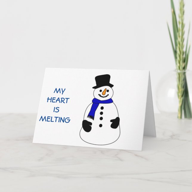 CARTES POUR FÊTES ANNUELLES LE COEUR DE SNOWMAN EST DE MELTING-NOËL SANS "VOUS (Devant)