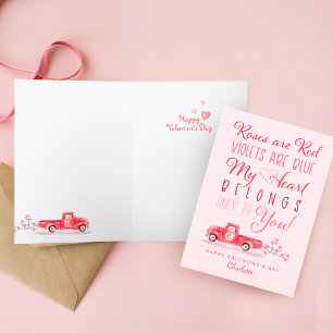 Cartes Pour Fêtes Annuelles Le coeur vous appartient Le Camion Vintage Rouge