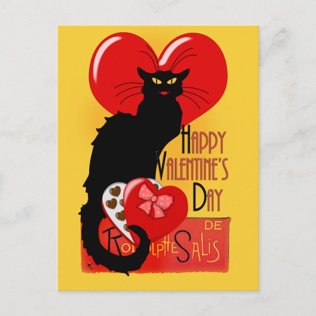 Cartes Pour Fêtes Annuelles Le Conversation Noir Saint Valentin (Devant)