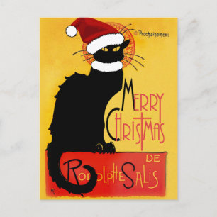 Cartes Pour Fêtes Annuelles Le Conversation Noir Santa Hat Noël