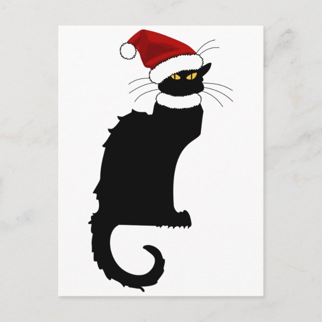 Cartes Pour Fêtes Annuelles Le Conversation Noir Santa Hat Noël (Devant)