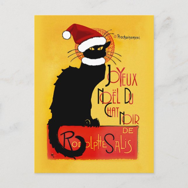 Cartes Pour Fêtes Annuelles Le Conversation Noir Santa Hat Noël (Devant)