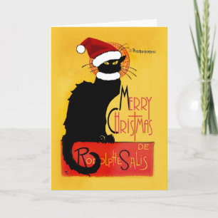Cartes Pour Fêtes Annuelles Le Conversation Noir Santa Hat Noël