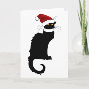 Cartes Pour Fêtes Annuelles Le Conversation Noir Santa Hat Noël
