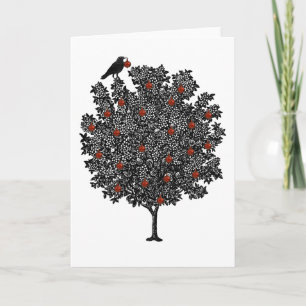 Cartes Pour Fêtes Annuelles Le corbeau décore l'arbre de Noël