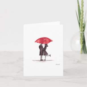 Cartes Pour Fêtes Annuelles Le couple romantique de Saint Valentin avec parapl