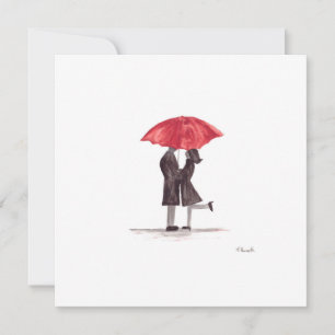 Cartes Pour Fêtes Annuelles Le couple romantique de Saint Valentin avec parapl