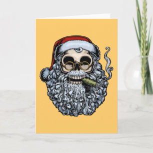 Cartes Pour Fêtes Annuelles Le crâne de Père Noël Smokin