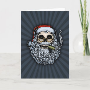 Cartes Pour Fêtes Annuelles Le crâne de Père Noël Smokin