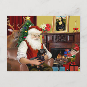 Cartes Pour Fêtes Annuelles Le Dachshund noir et feu de Santa (#16)