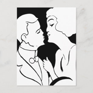 Cartes Pour Fêtes Annuelles Le design art déco Kiss Valentine noir et blanc