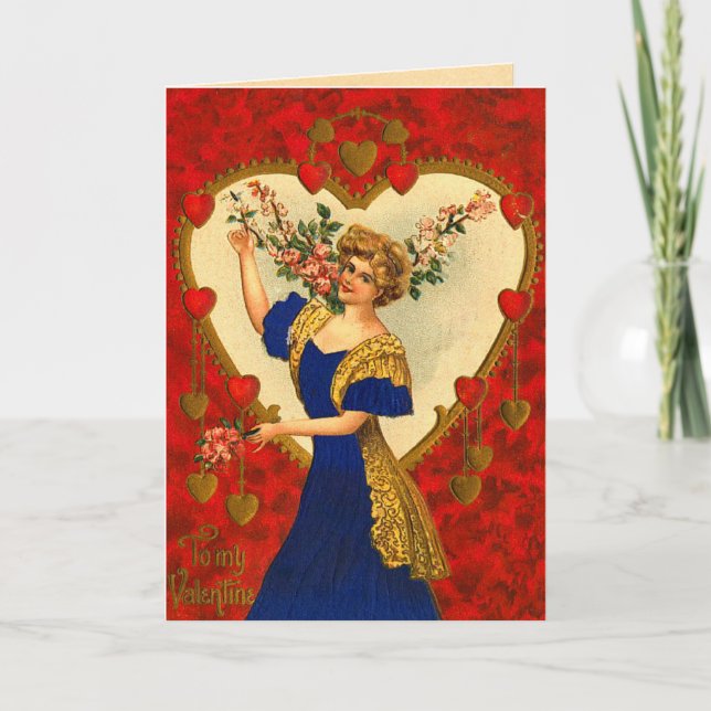Cartes Pour Fêtes Annuelles Le désir victorien du coeur (Devant)