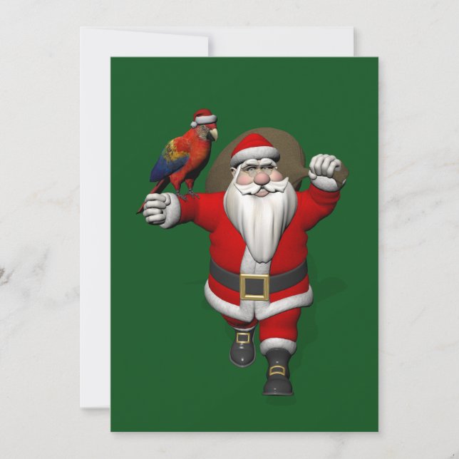 Cartes Pour Fêtes Annuelles Le doux Père Noël aime les perroquets Macaws (Devant)