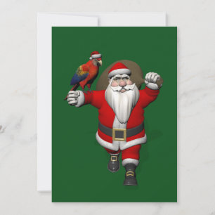 Cartes Pour Fêtes Annuelles Le doux Père Noël aime les perroquets Macaws