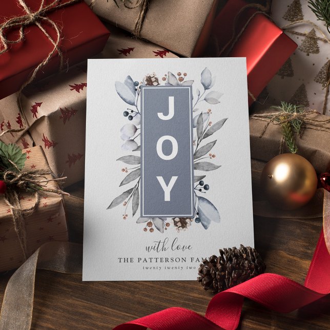 Cartes Pour Fêtes Annuelles Le feuillage d'hiver botanique moderne "JOY" (Créateur téléchargé)