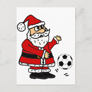 Cartes Pour Fêtes Annuelles Le gentil Père Noël Jouer au football Carton de No