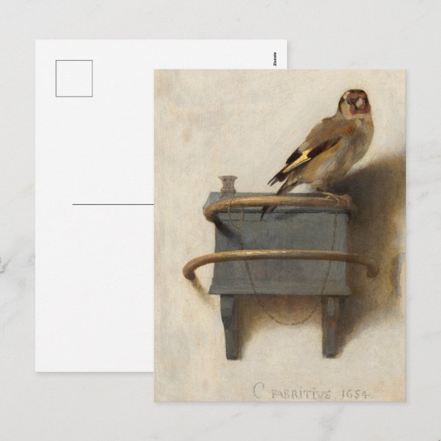 Cartes Pour Fêtes Annuelles Le Goldfinch par Carel Fabritius (Devant / Derrière)