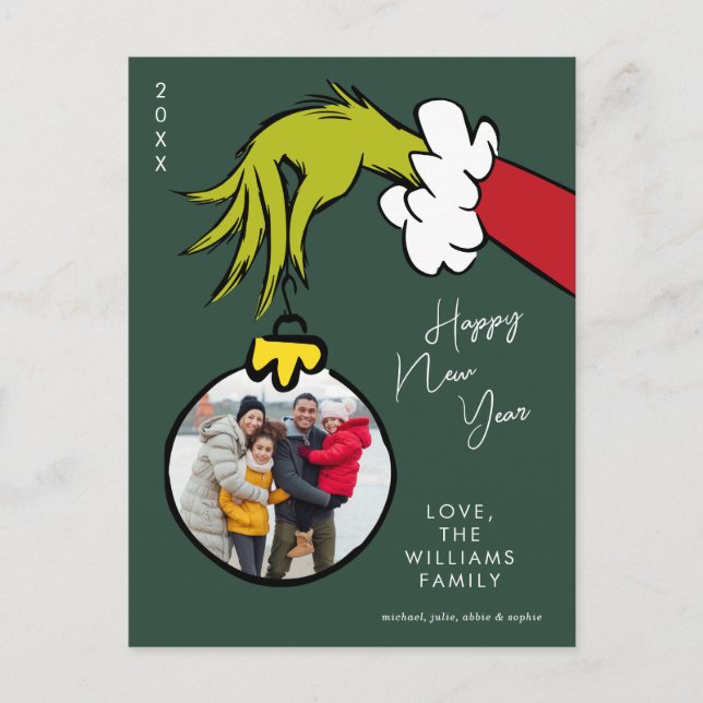 Cartes Pour Fêtes Annuelles Le Grinch | Bonne Année - Photo de vacances (Devant)