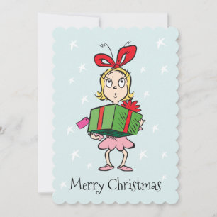 Cartes Pour Fêtes Annuelles Le Grinch Cindy-Lou Who - Tenant un Cadeau