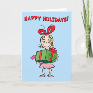 Cartes Pour Fêtes Annuelles Le Grinch Cindy-Lou Who - Tenant un Cadeau