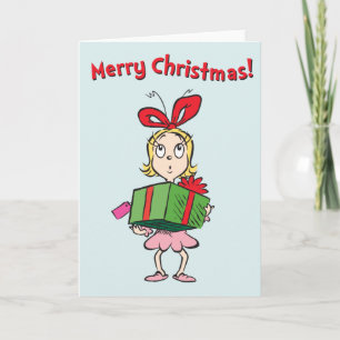 Cartes Pour Fêtes Annuelles Le Grinch Cindy-Lou Who - Tenant un Cadeau