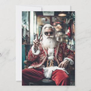 Cartes Pour Fêtes Annuelles Le Hipster Père Noël frappe un poteau Vibes de vac