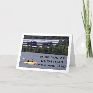 CARTES POUR FÊTES ANNUELLES LE HUMOUR KAYAKING COMME IL ME MANQUE DES PARENTS