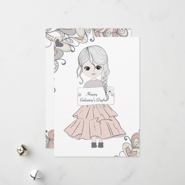 Cartes Pour Fêtes Annuelles Le Jour de Happy Galentine. (Devant/Arrière en situation)