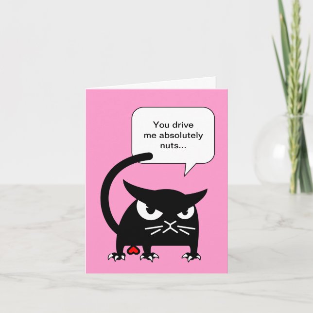 Cartes Pour Fêtes Annuelles Le jour de Valentines drôle de chat noir carde | (Devant)