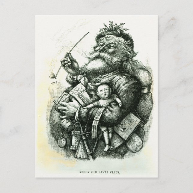 Cartes Pour Fêtes Annuelles Le joyeux vieux père noël (Devant)