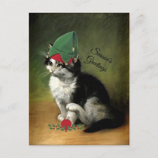 Cartes Pour Fêtes Annuelles Le Kitten, Noël Ancien (Devant)