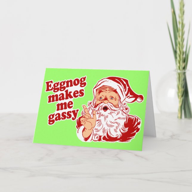 Cartes Pour Fêtes Annuelles Le lait de poule rend Père Noël flatulent (Devant)